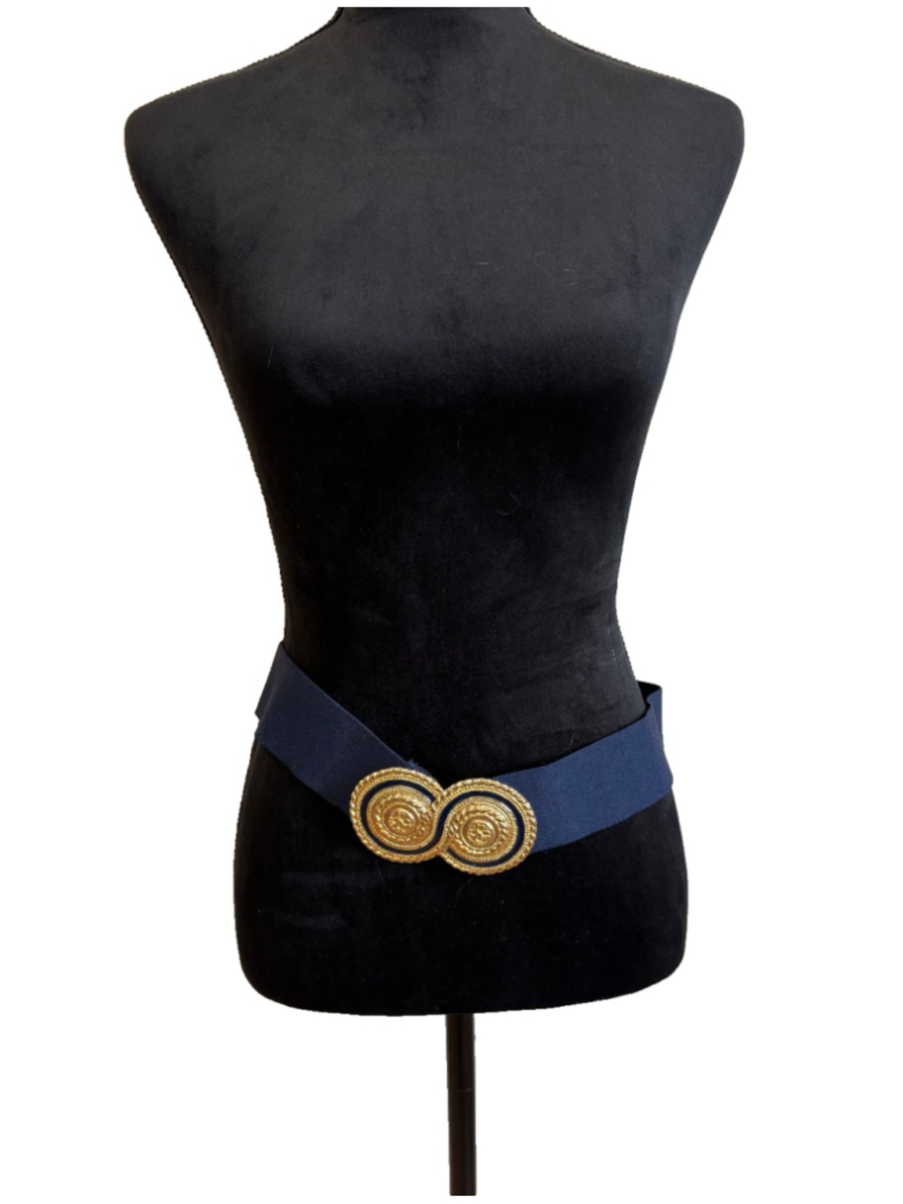 Vintage 80’s Signed Day-Lor Gold Tone Black Enamel‎ Infinity Belt Buckle